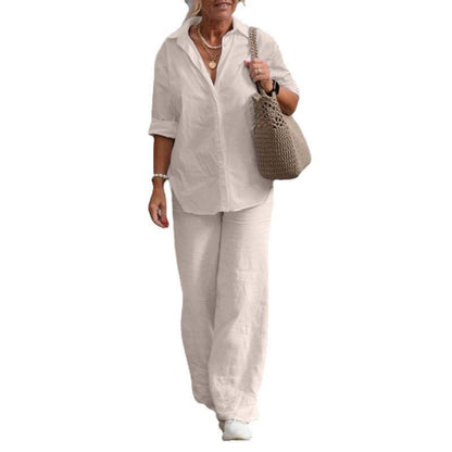 50%OFF✨🎀Traje casual liso con pantalón de pierna ancha (tallas S-5XL)