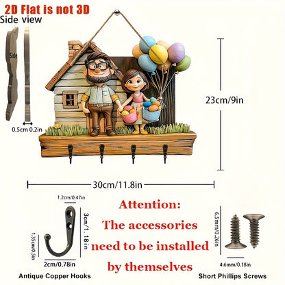 🏠Cârlig de chei cu pandantiv pentru verandă, decor din lemn, frumos cârlig de decor din lemn pentru casă