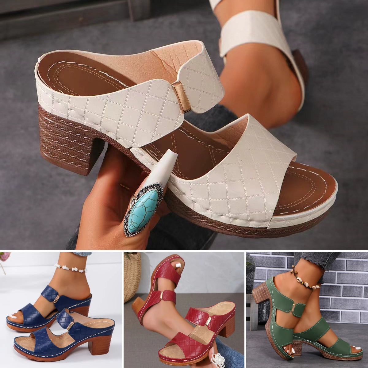 ✨【36-42】👡Sandale casual cu talpa groasa la moda cu talpa groasa de dama de culoare solida --3915118
