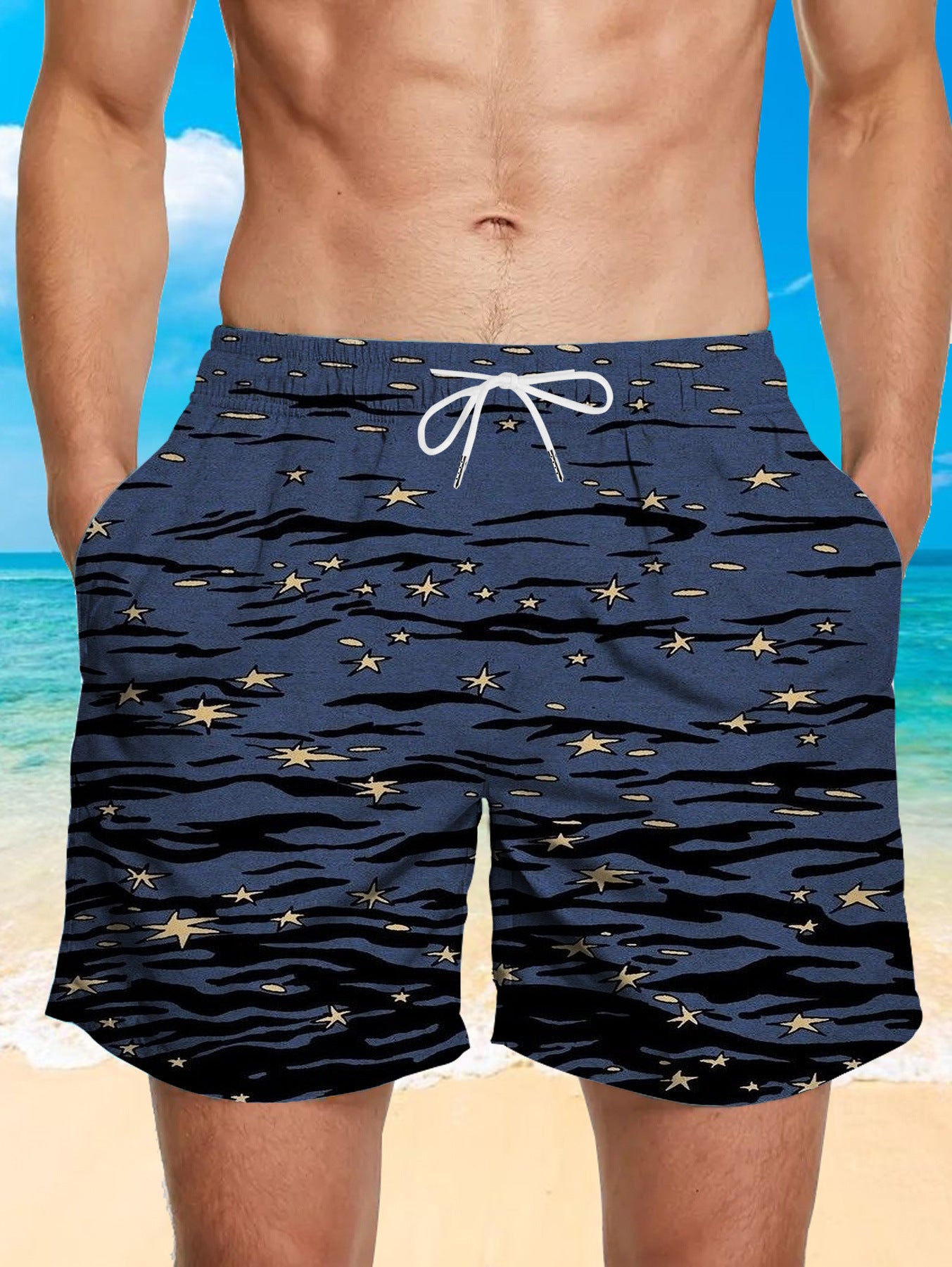 🔥🌴【S-6XL】Nove muške široke ležerne kratke hlače za plažu s geometrijskim printom/brzosušeće sportske hlače