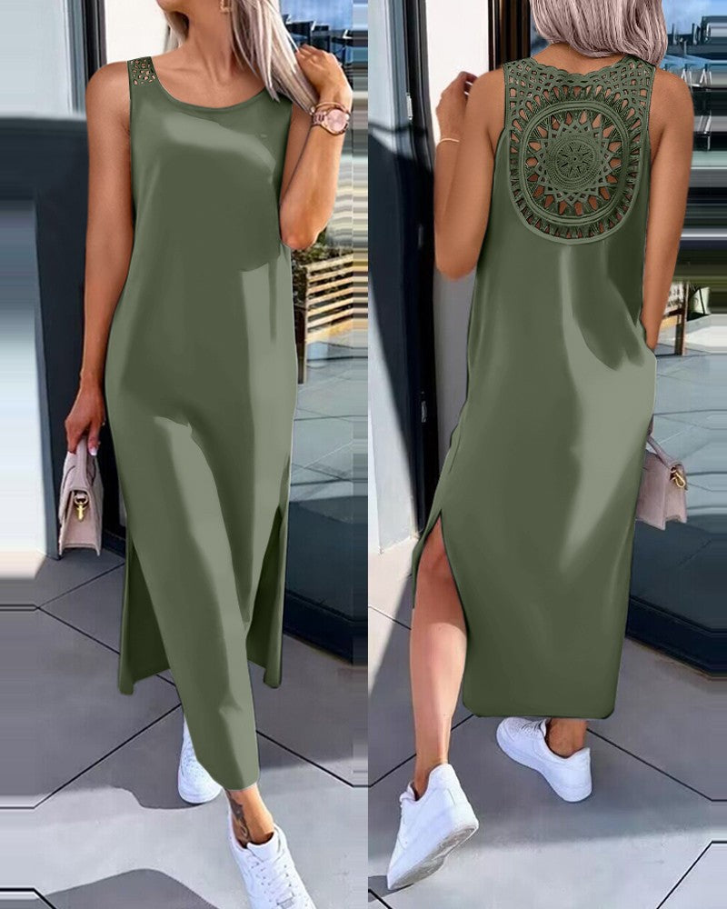 👗 50% popusta 🔥【40-100 kg】Haljina bez rukava za veće veličine s bočnim prorezom ✅️Plaćanje pouzećem