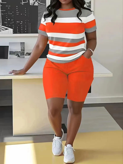 🌈😍【Promovare de produse noi】Costum casual în stil hip-hop (top + pantaloni scurți)