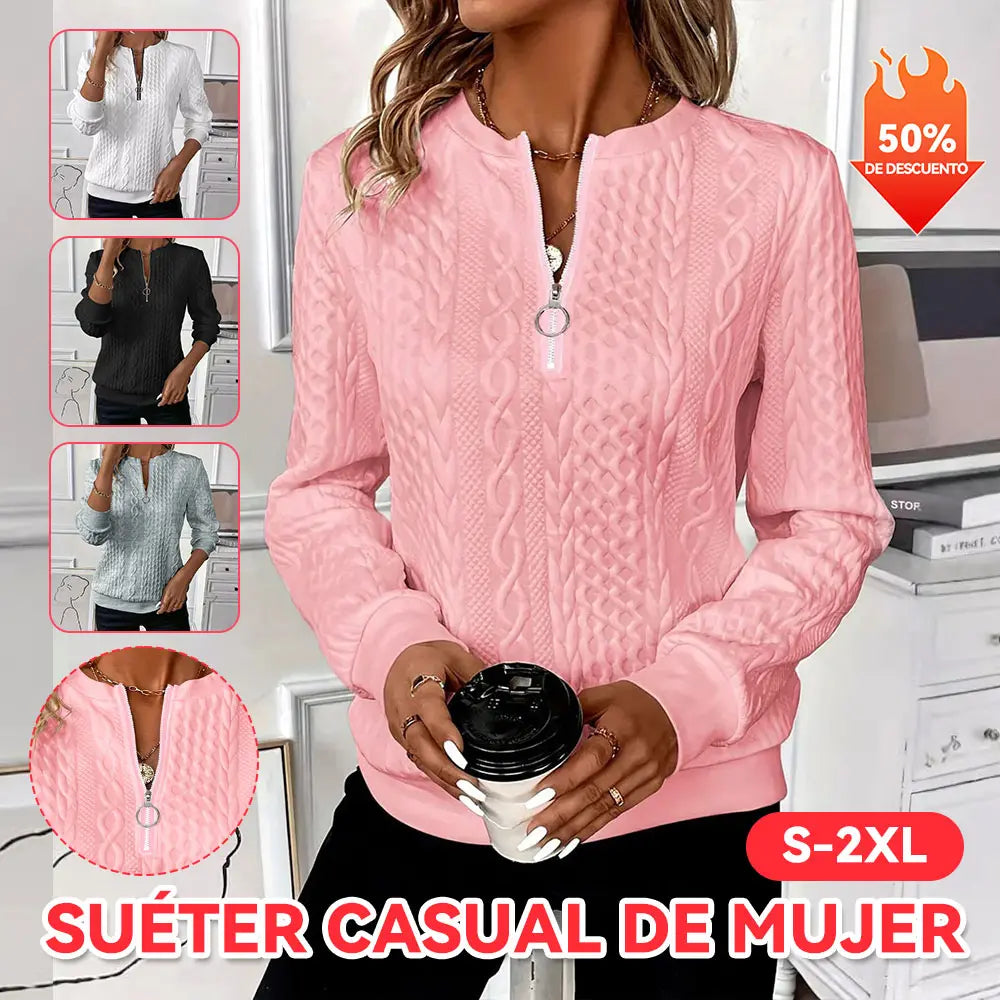 🎀🎀【Nueva oferta】【S-2XL】 Suéter con cremallera para mujer otoño e invierno 2026 nuevo