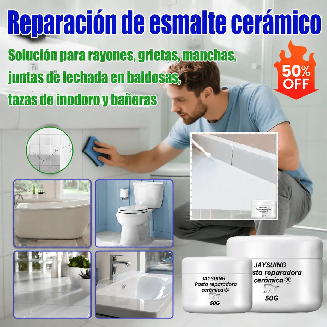 🔥【2 piezas】Precio más bajo por tiempo limitado🔥Kit de reparación de azulejos/paredes