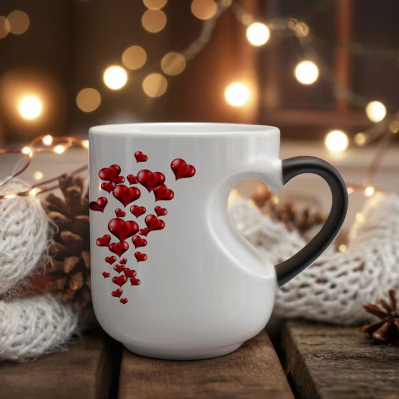 📢📢50% popusta - Valentinova keramička šalica s ručkom u obliku srca koja mijenja boju 💝✨