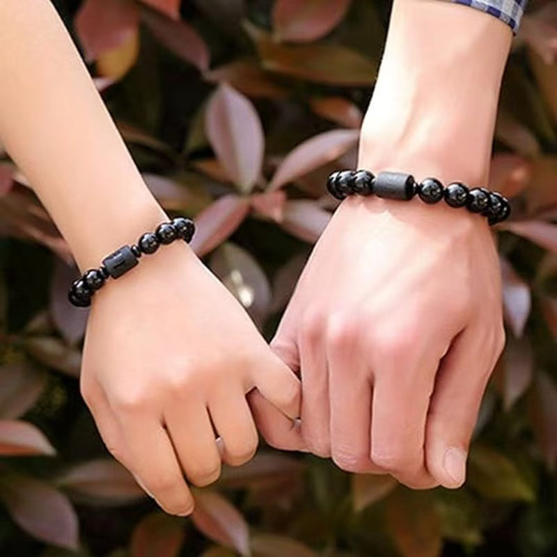 🔥【Kupite 1, dobijte 1 gratis】💖Ručno izrađena narukvica za par s dvanaest horoskopskih znakova od matiranog crnog ahata