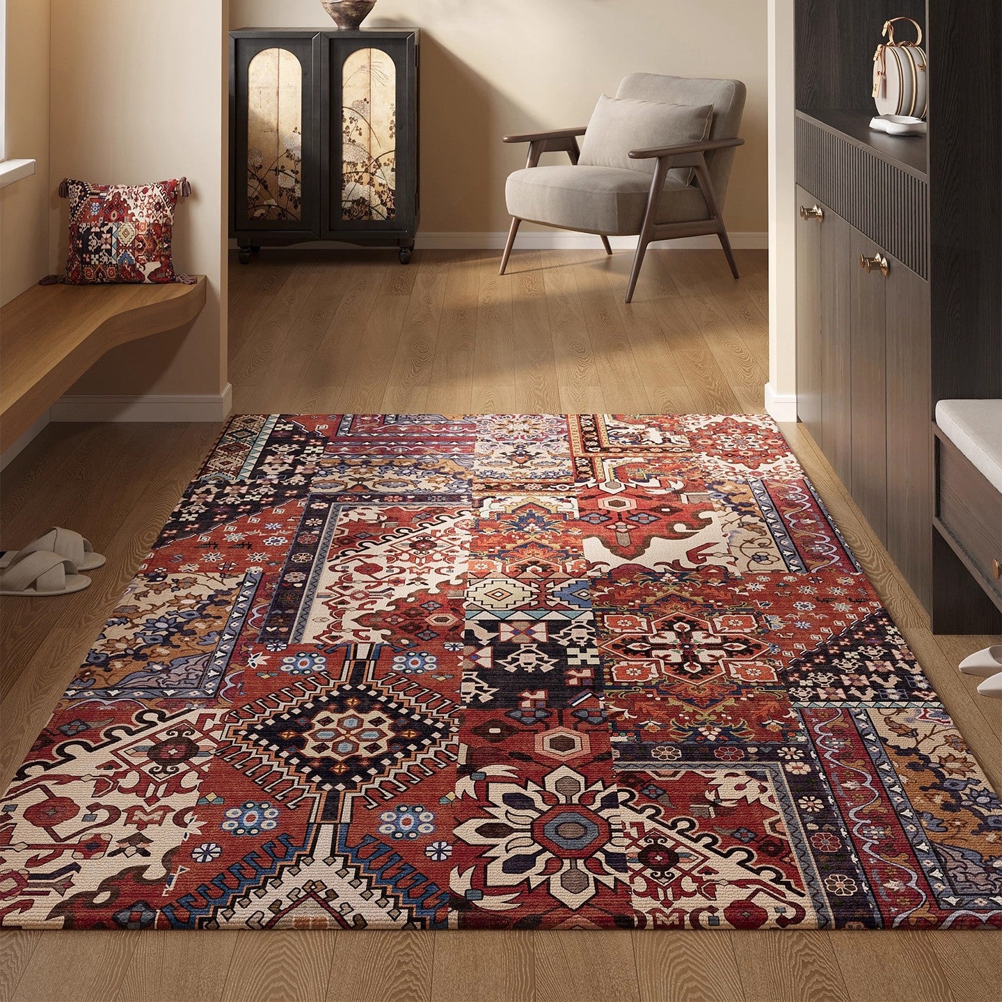 🔥✨【80*120CM】Wycieraczka wejściowa w stylu perskim, antypoślizgowa i pyłoszczelna, z aksamitu kryształowego.