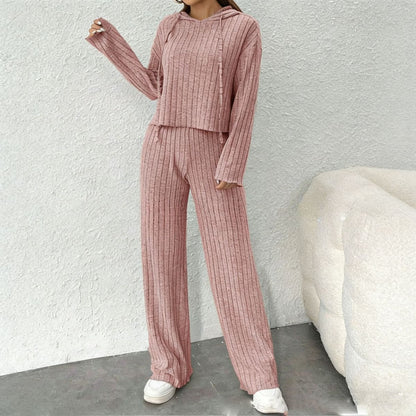 😍【Top + Hlače】Elegantni ženski pleteni dvodijelni set: Top + Hlače širokih nogavica