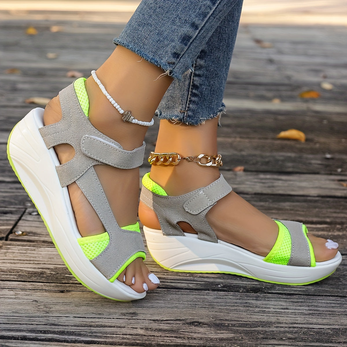 🔥🔥【Wysokość obcasa 5 cm】🎁【35-43】👡Nowe letnie damskie sandały na rzepy z miękką podeszwą