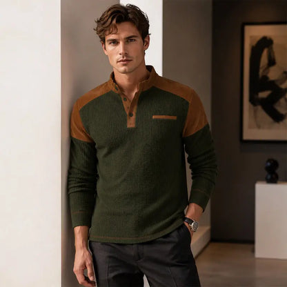 👕【S-3XL】Sudadera de cuello alto para hombre con tejido de textura tipo gofre✨🧥