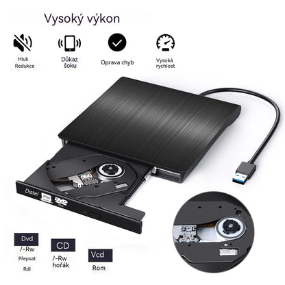 📢📢50% sleva 💿💻 Externí čtečka CD/DVD – Plug & Play, přenosná a kompatibilní s Mac/Windows
