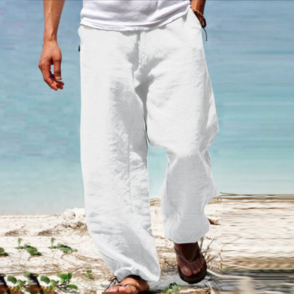 👖🕺【45% popusta 🔥】【S–5XL】😍 Ljetne muške ravne hlače širokih nogavica u velikim veličinama, jednobojne, s vezicom u struku, ležerne i prozračne, 8 boja