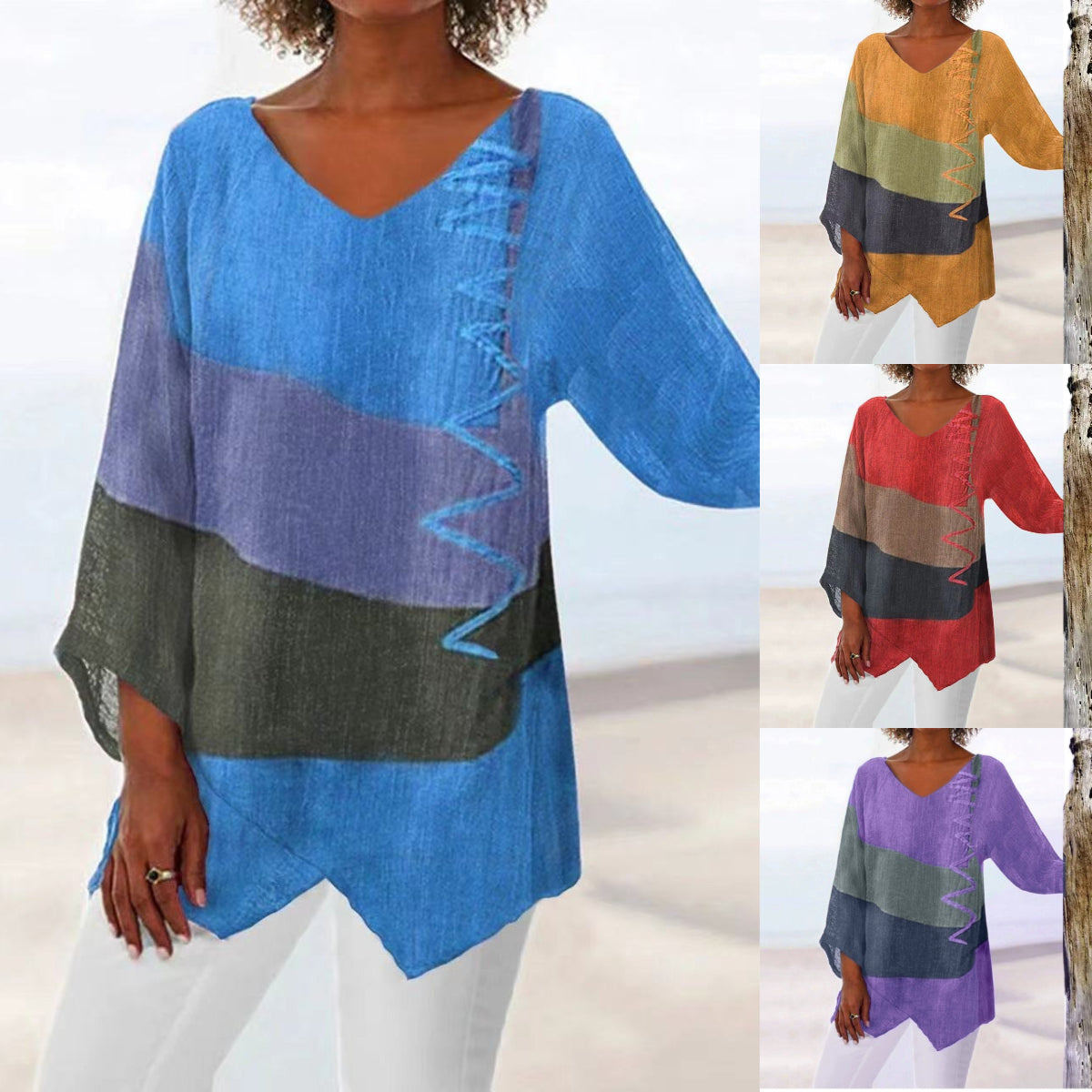 🍁【S~4XL】Ženska lanena bluza s V-izrezom i dugim rukavima – Nova kolekcija 2026 ✨