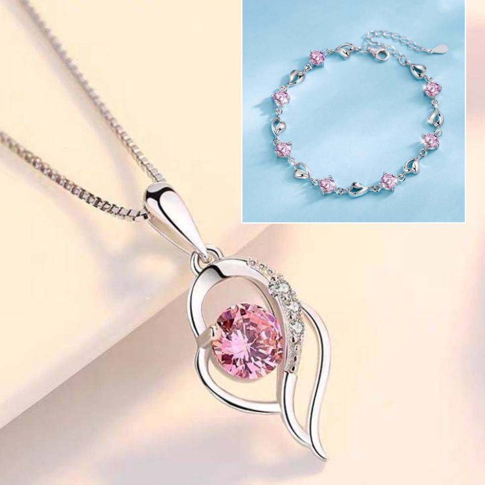 ✨✨【Kup 1, a 1 otrzymasz gratis】💎Serce oceanu 925 srebro bransoletka + naszyjnik zestaw