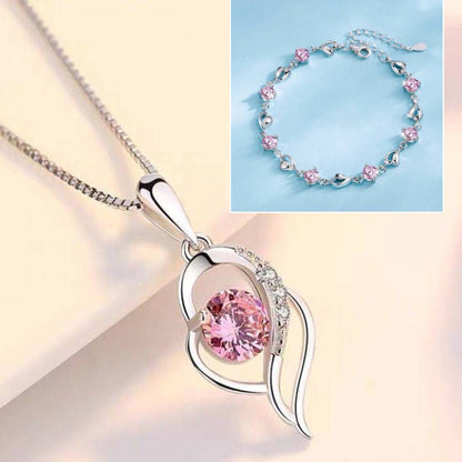 ✨✨【Vásárolj egyet, kapsz egyet ingyen】💎💎925 ezüst karkötő és nyaklánc szett óceáni szív motívummal