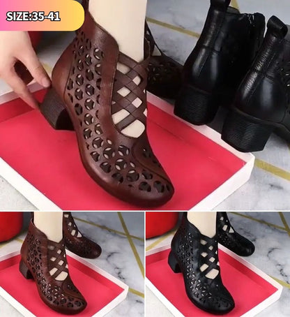 💕【35-41】Damskie, nagie, skórzane, codzienne buty na wysokim obcasie