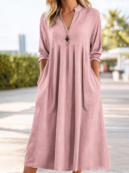 💃【S-3XL】Nova moderna retro haljina s V-izrezom od pamuka i lana --4239790