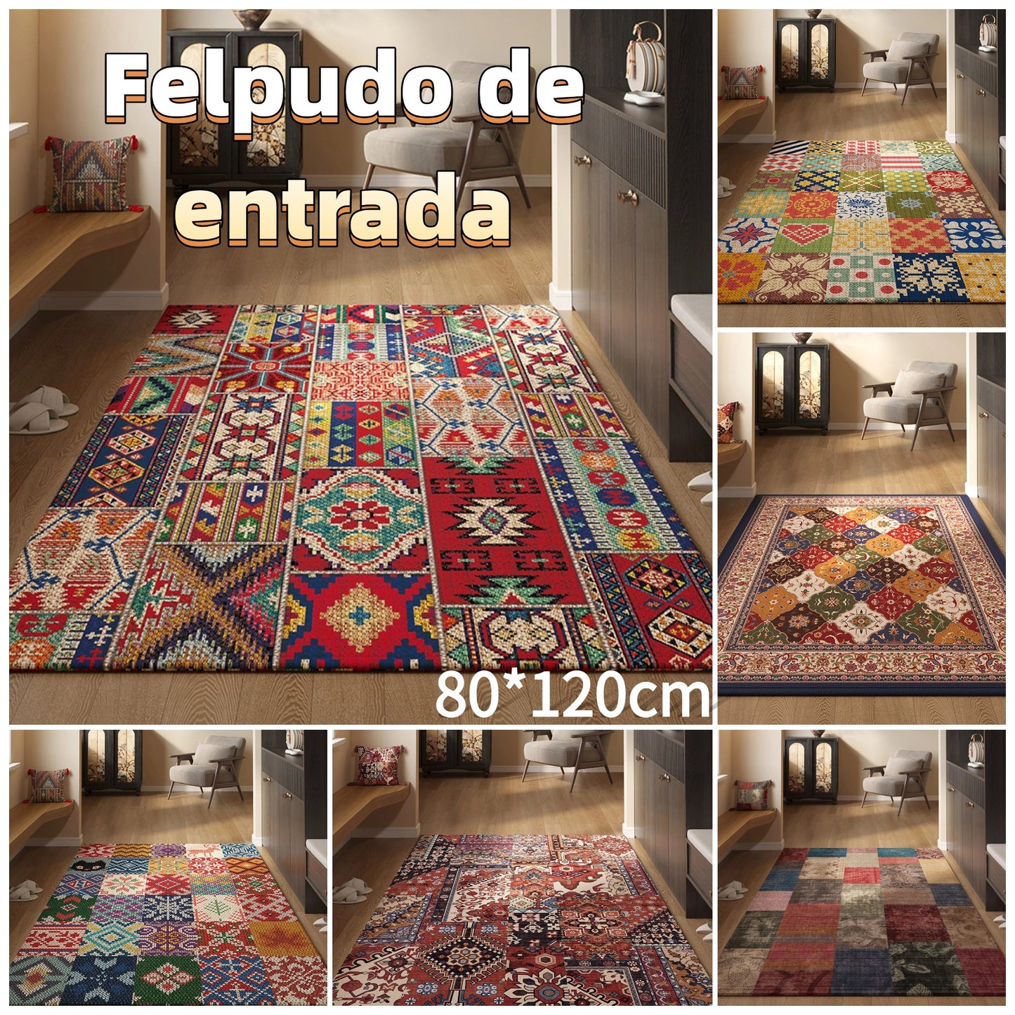 🔥✨【80*120CM】Wycieraczka wejściowa w stylu perskim, antypoślizgowa i pyłoszczelna, z aksamitu kryształowego.