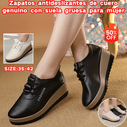 50%OFF🔥【35-42】Zapatos de piel para mujer con suela gruesa, nueva tendencia de otoño