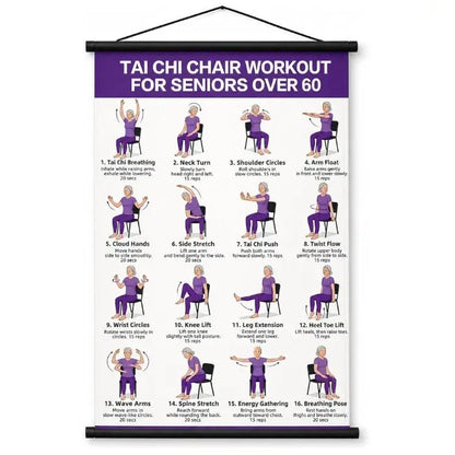 Póster de ejercicios de Tai Chi para personas mayores