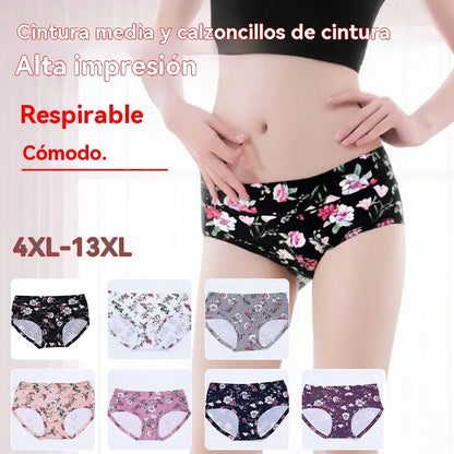 😍🔥【Conjunto de 7 piezas】💕【50-140KG】Ropa interior femenina cómoda de algodón puro antibacteriano, nuevo estilo estampado