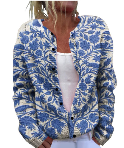 💥【M-4XL】Modny i ciepły damski kardigan dzianinowy z nadrukiem na jesień i zimę