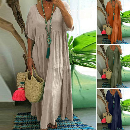【Časově omezená sleva】👗【S-5XL】 Nová módní dlouhá sukně s výstřihem do V --3961566