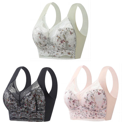 🔥【🔥Cumpărați 1, primiți 2 gratuit】【Pachet 3】💕🎁Sutien de mărime mare din mătase de gheață fără cusături, respirabil și reglabil [40kg-100kg]