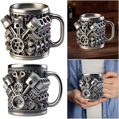 🎁☕【Kupte jeden, druhý dostanete zdarma】Kávový hrnek Creative Engine V6V8 z nerezové oceli --4062609