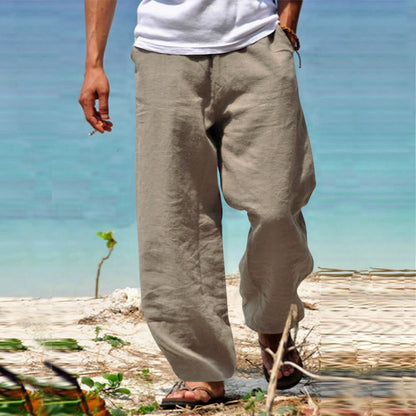 👖🕺【45% popusta 🔥】【S–5XL】😍 Ljetne muške ravne hlače širokih nogavica u velikim veličinama, jednobojne, s vezicom u struku, ležerne i prozračne, 8 boja