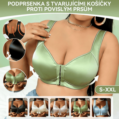 😍👙【3-balenie】【40-100 kg】Dámska push-up podprsenka bez kostíc pre väčšie veľkosti so zapínaním vpredu a úpravou proti prehýbaniu