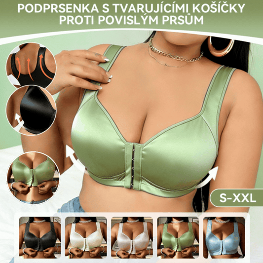 😍👙【3-balenie】【40-100 kg】Dámska push-up podprsenka bez kostíc pre väčšie veľkosti so zapínaním vpredu a úpravou proti prehýbaniu