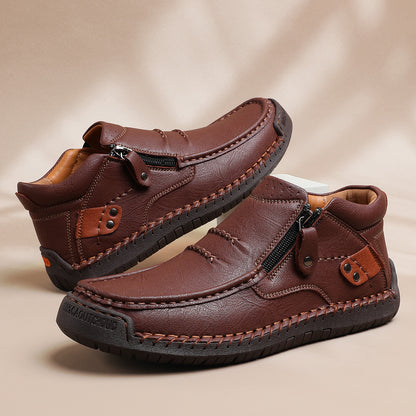 👞【38-48】Pánské řidičské boty, vyrobené z vysoce kvalitní kůže, ručně vyrobené, protiskluzové - široká špička, podpora klenby ✅️Dobírka