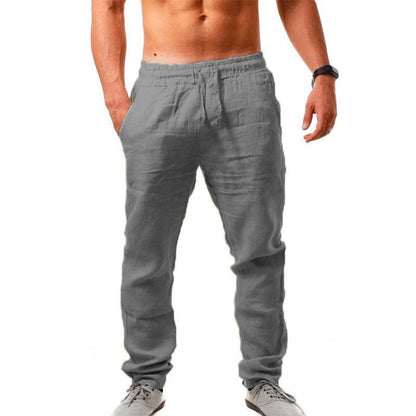 💥👖【S-4XL】 2025 nové letní pánské volné prodyšné neformální sportovní kalhoty z bavlny a lnu💨 --3919186