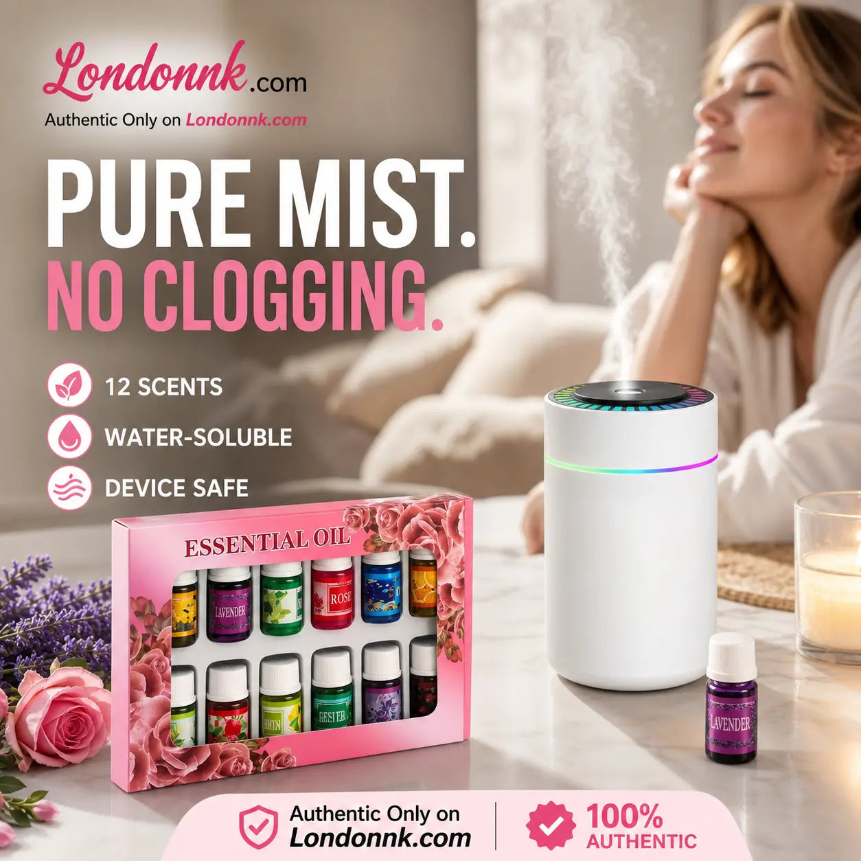 🎁🌺【Minihumidificador de aire + 12 frascos de aromaterapia】¡Una fragancia fresca mejora el estado de ánimo 🌷Minihumidificador de aire