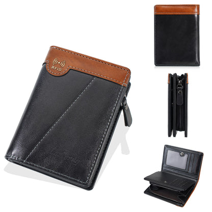 ✨Novi vrhunski muški novčanik s patentnim zatvaračem u retro stilu s RFID funkcijom protiv krađe.