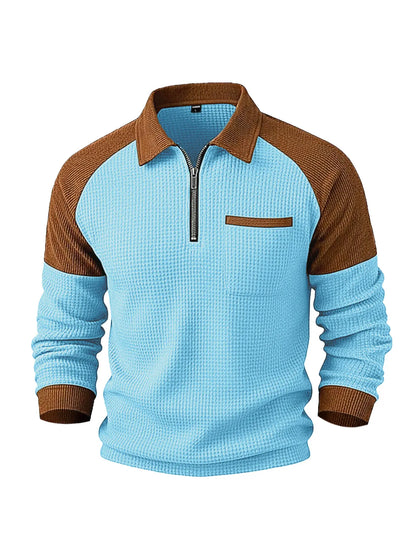 👕【S-3XL】Sudadera de cuello alto para hombre con tejido de textura tipo gofre✨🧥