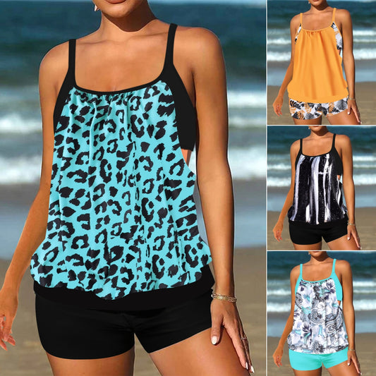 🏖️👙🌴【S-5XL】Costum de baie elegant, din două piese, mărime mare, cu imprimeu