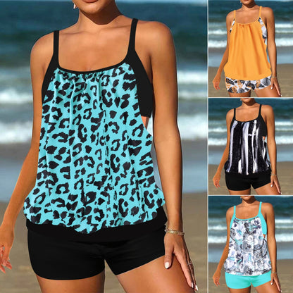 🏖️👙🌴【S-5XL】Costum de baie elegant, din două piese, mărime mare, cu imprimeu