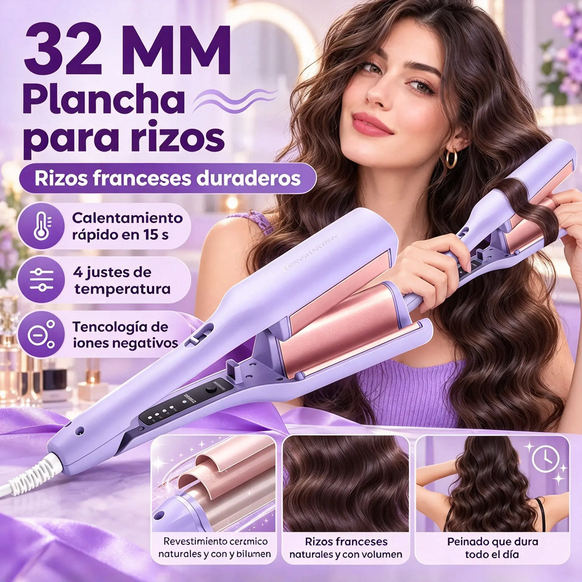 💈1 unidad por 33 euros 💐💁‍♀️ Ondulador de pelo: brillo de calidad de salón y protección contra el calor ✨