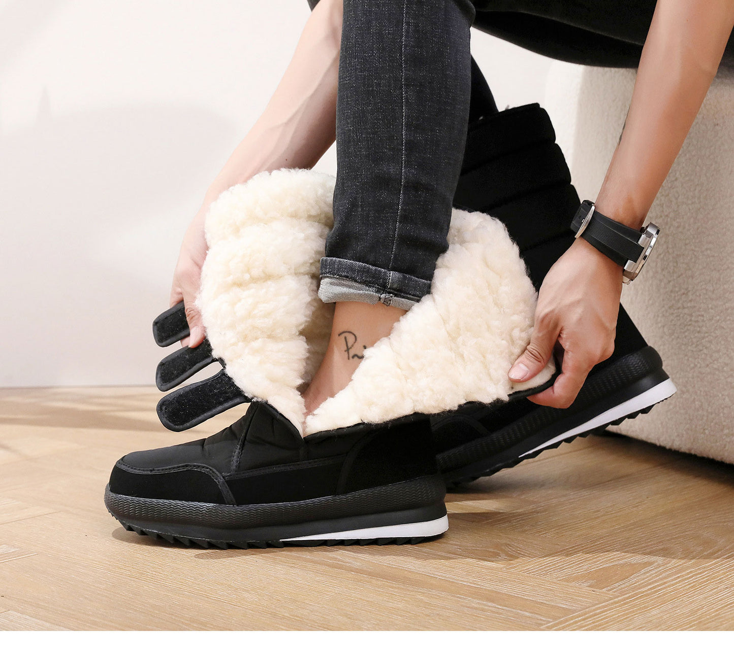 ⛄【36-47】🔥Męskie i damskie, ciepłe buty śnieżne do użytku na zewnątrz z podszewką z polaru, odporne na zimno – wysokie, wodoodporne i antypoślizgowe