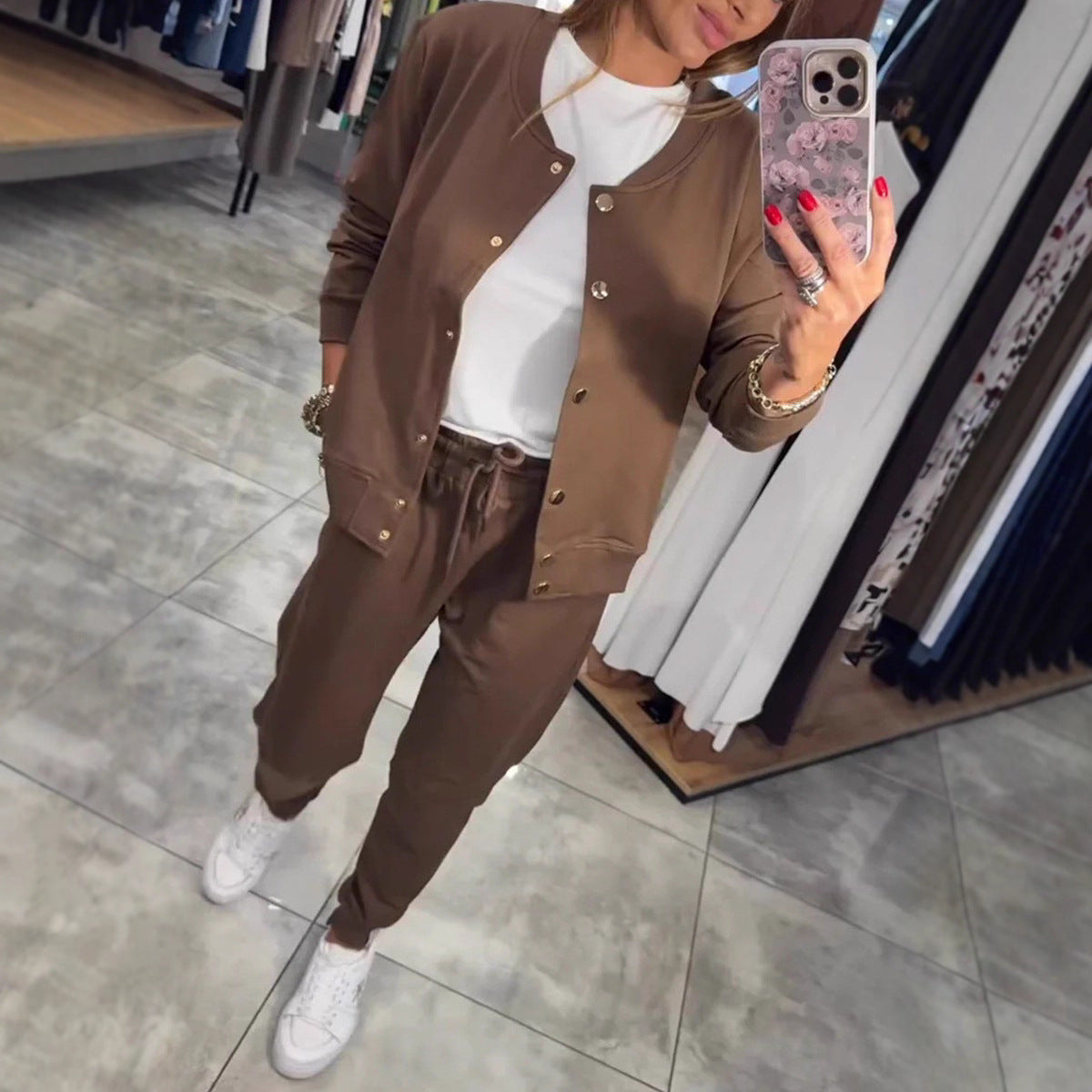 🧥🌙 Cómodo y con estilo, ofrece un confort excepcional: ¡ya está disponible este conjunto de sudadera y chaqueta de estilo casual 💃【Parte superior + Pantalones】