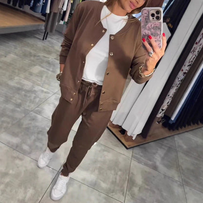 🧥🌙 Cómodo y con estilo, ofrece un confort excepcional: ¡ya está disponible este conjunto de sudadera y chaqueta de estilo casual 💃【Parte superior + Pantalones】