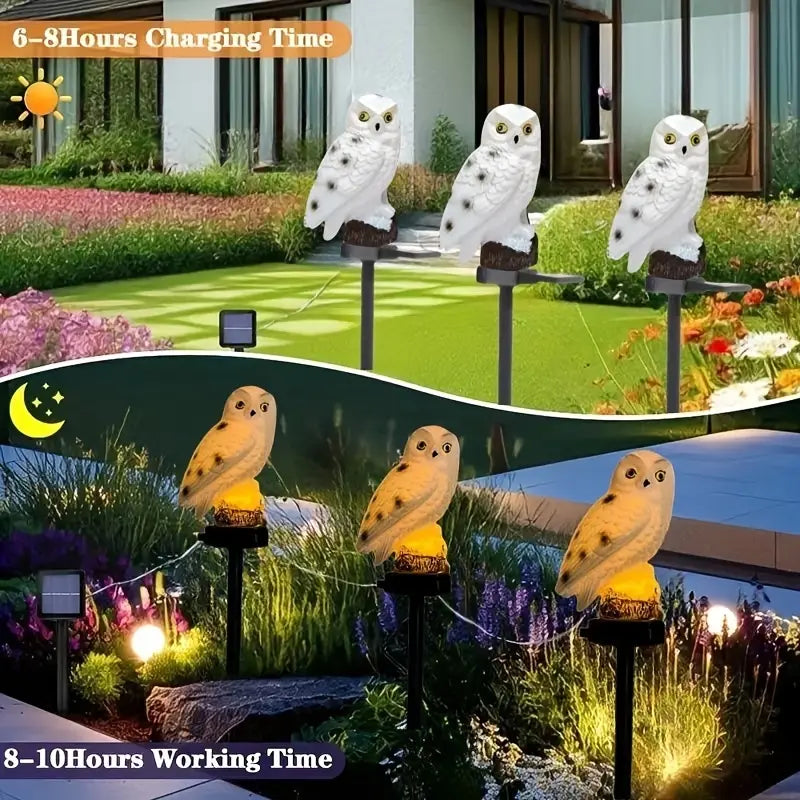🦉 Lampă solară decorativă în formă de bufniță – Lumină caldă pentru grădina ta