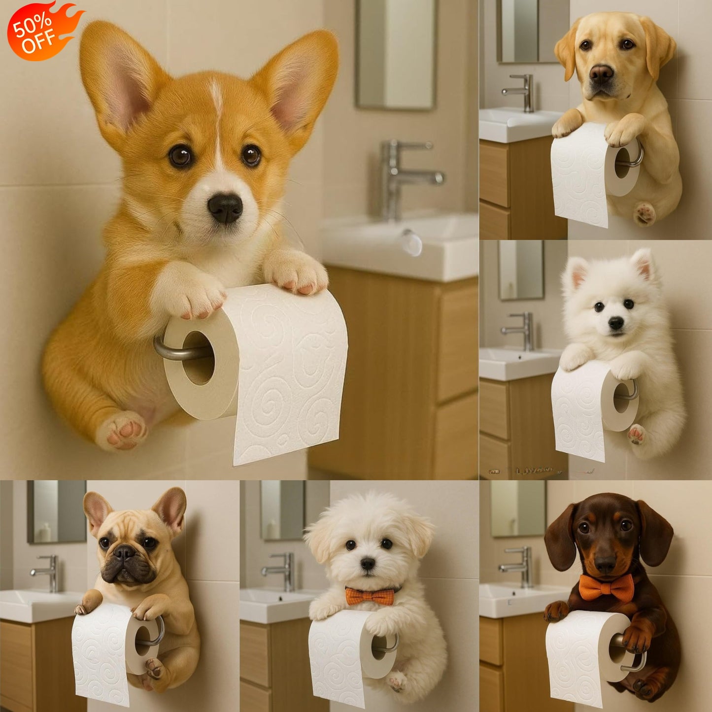 🐕Suport hârtie igienică cu tematică drăguță de cățeluș