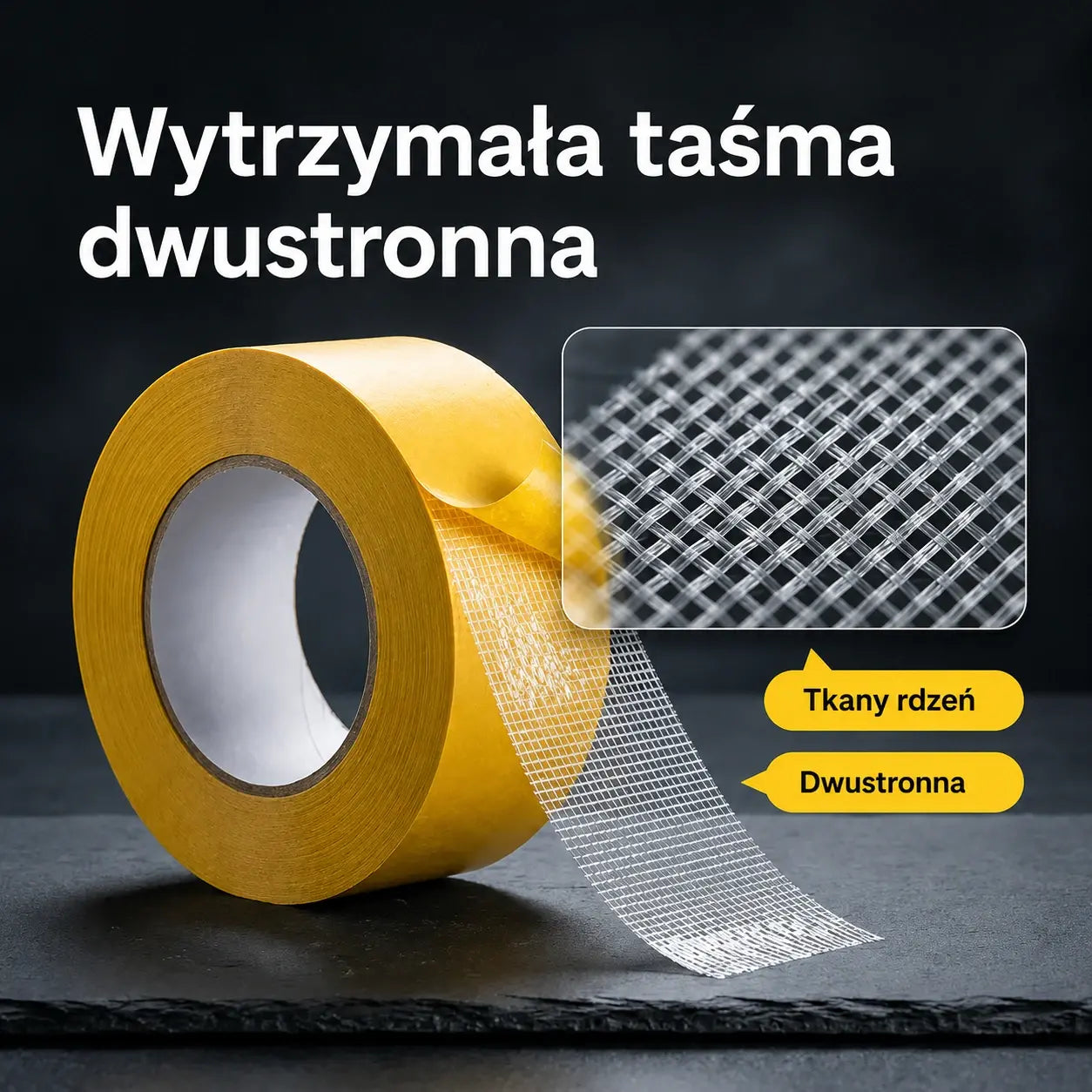 2 rollos [30 mm × 10 m] de cinta de doble cara de alta resistencia para alfombras: antideslizante, impermeable, sin residuos y con malla de refuerzo textil.