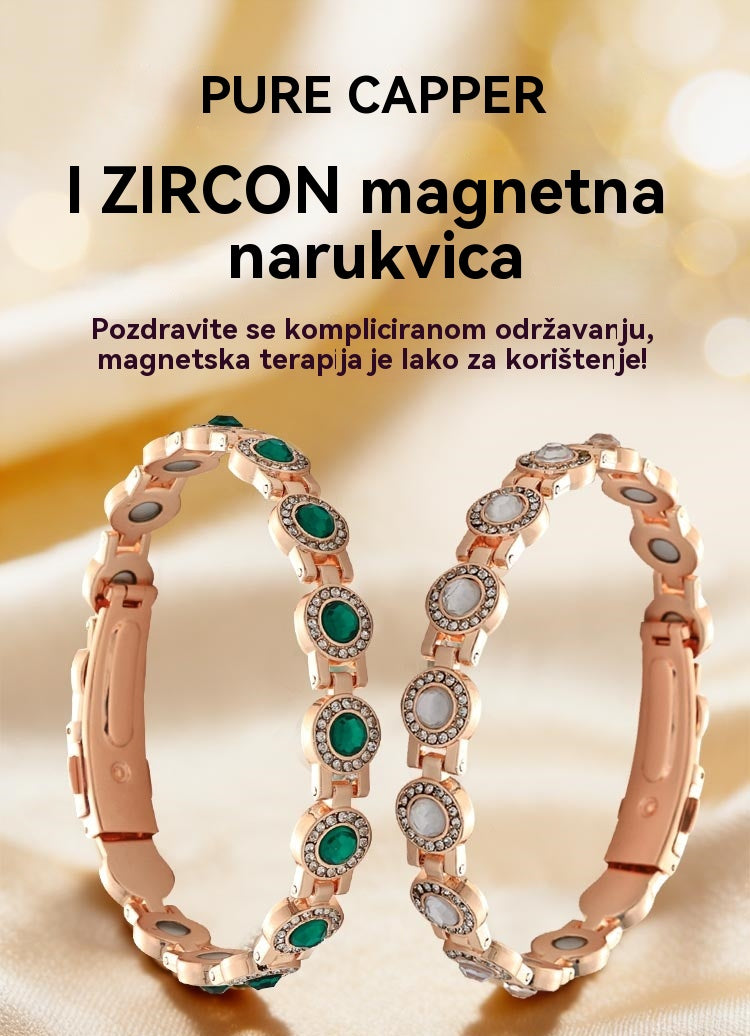✨【Kupite 1, dobijte 1 gratis】Modna luksuzna magnetska narukvica od legure, magnetska narukvica od čistog bakra i cirkona