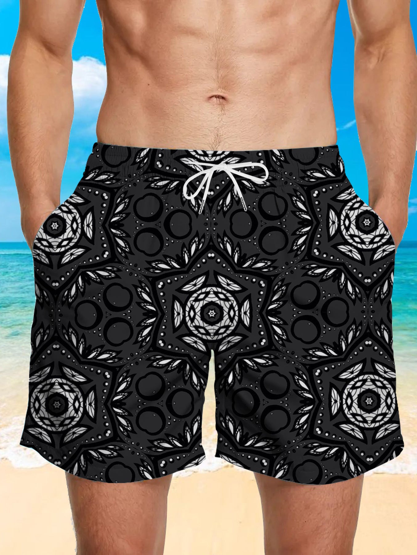 🔥🌴【S-6XL】Nove muške široke ležerne kratke hlače za plažu s geometrijskim printom/brzosušeće sportske hlače