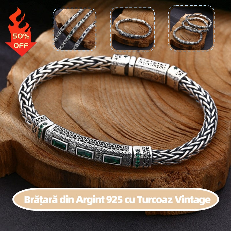 ✨🎁【Kup 1, a 1 dostaniesz gratis】Bransoletka ze srebra próby 925 z turkusem vintage
