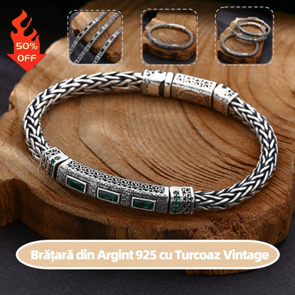 ✨🎁【Kup 1, a 1 dostaniesz gratis】Bransoletka ze srebra próby 925 z turkusem vintage